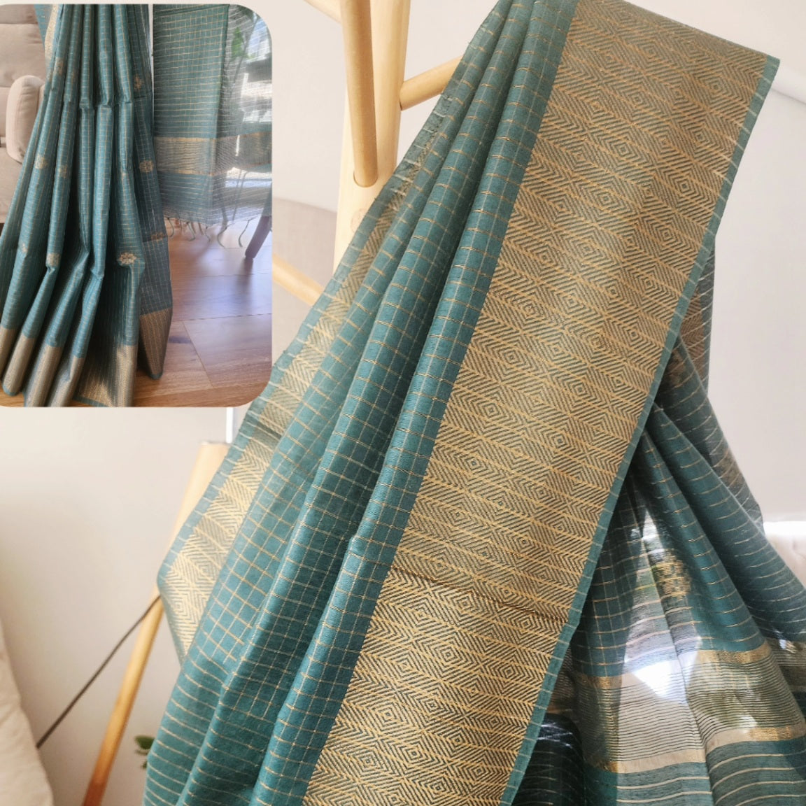 Bagalpuri Saree - Bottle green