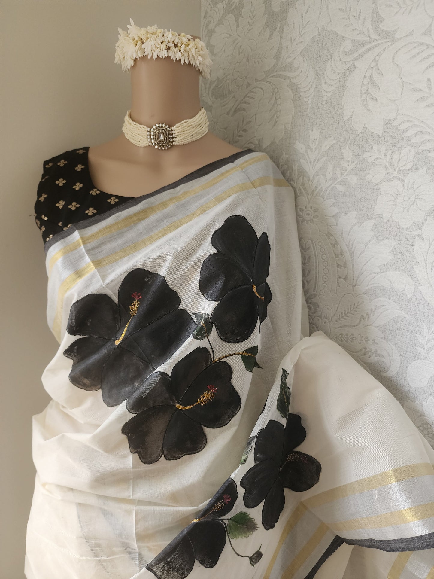 Handpainted Black Hibiscus
