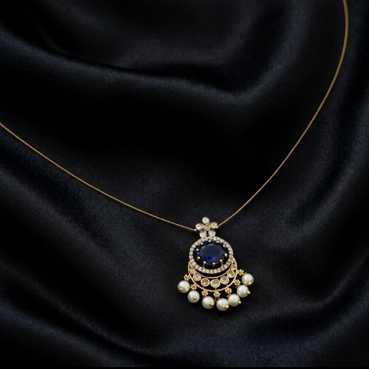 Kalyani AD Stone Invisible Neck Chain (Blue)