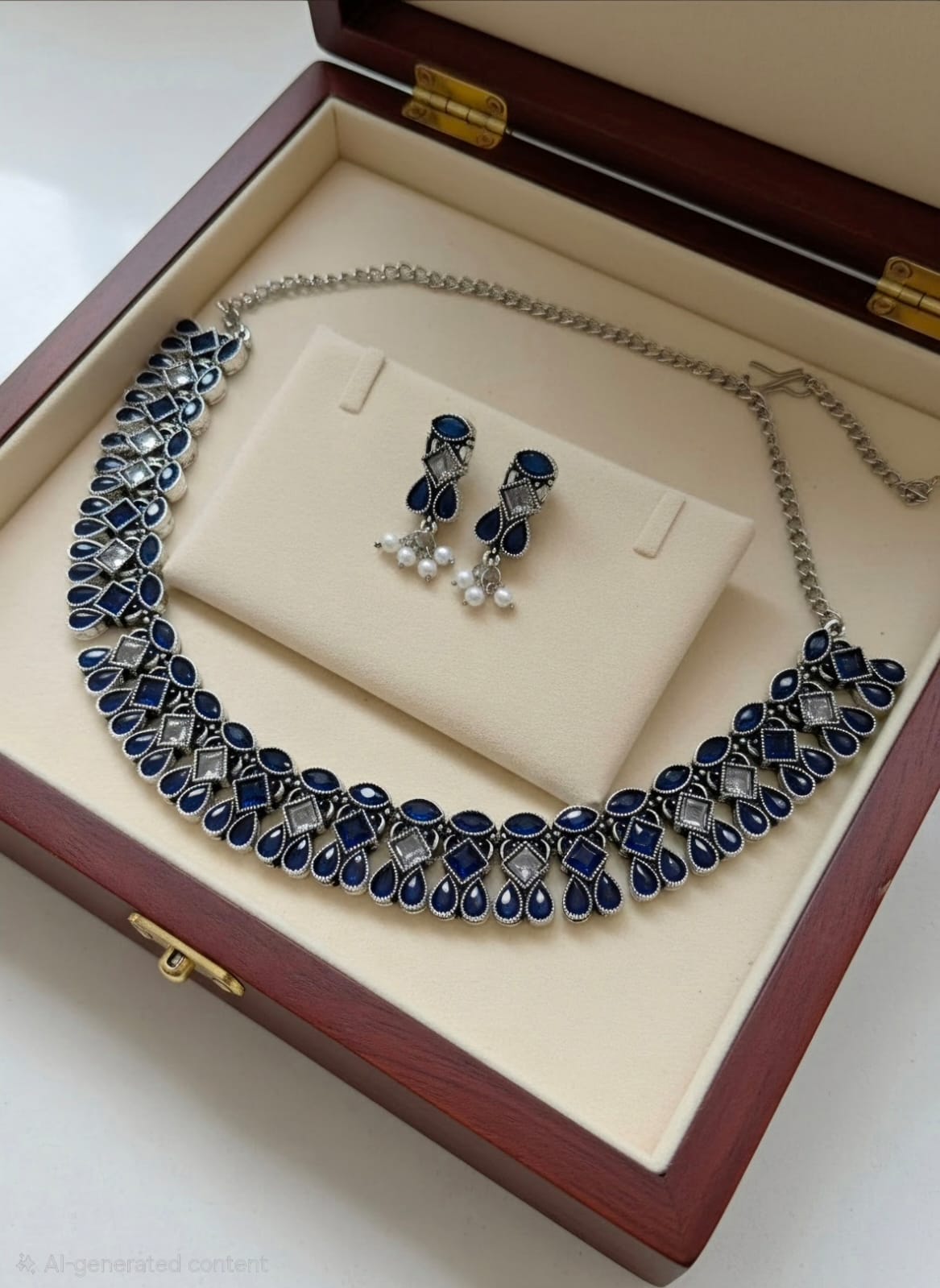 Necklace Set - Black metal Blue