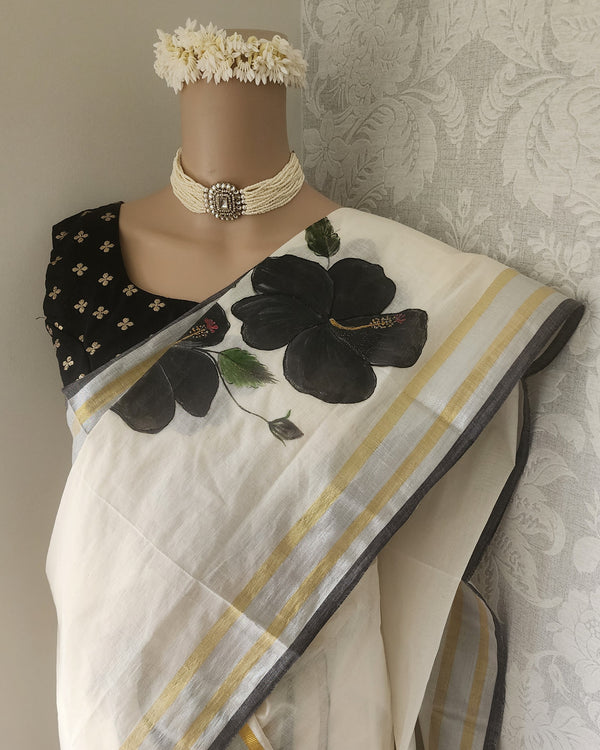 Handpainted Black Hibiscus Hover