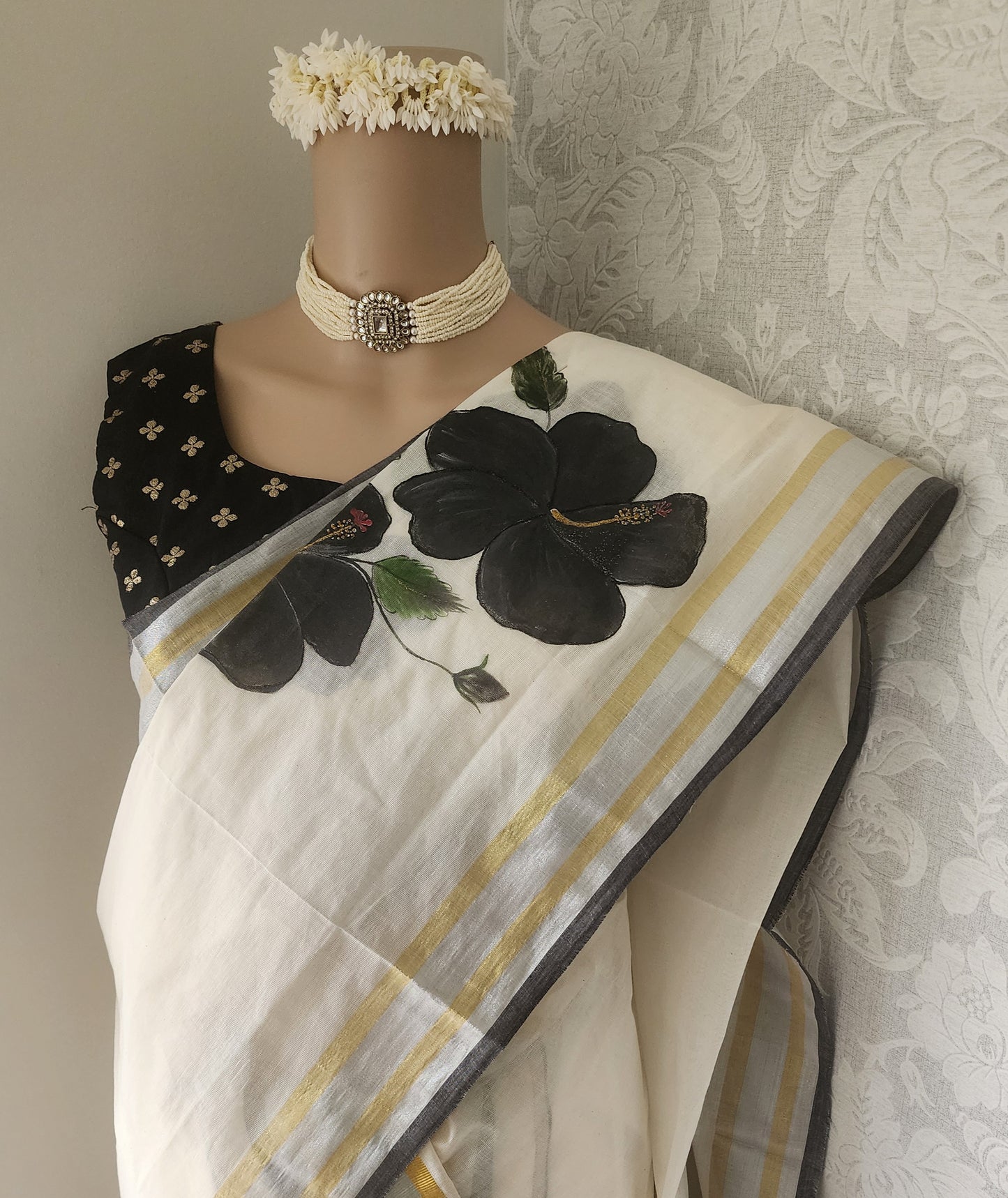 Handpainted Black Hibiscus