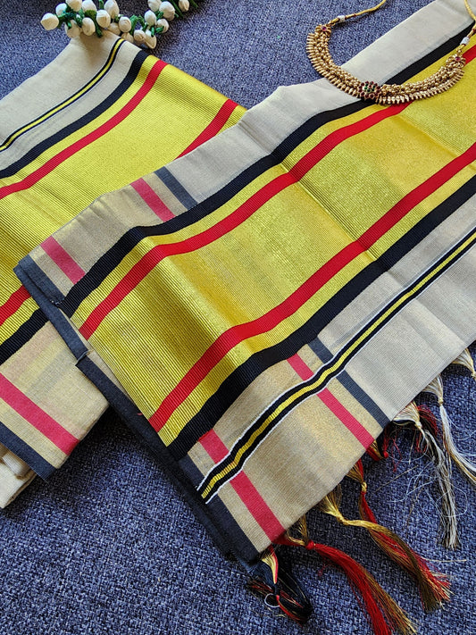 Set Mundu - Red & Black combo