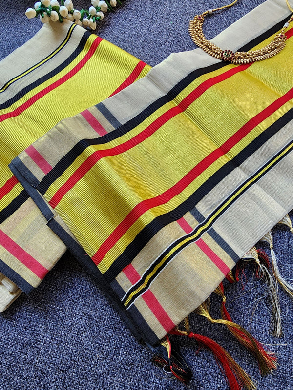 Set Mundu - Red & Black combo