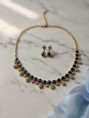 Blue and White AD stone Necklace Set