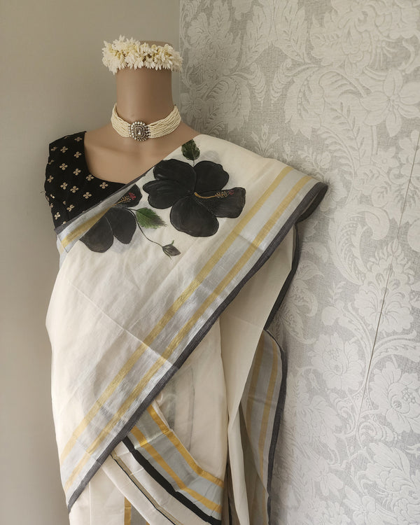Handpainted Black Hibiscus