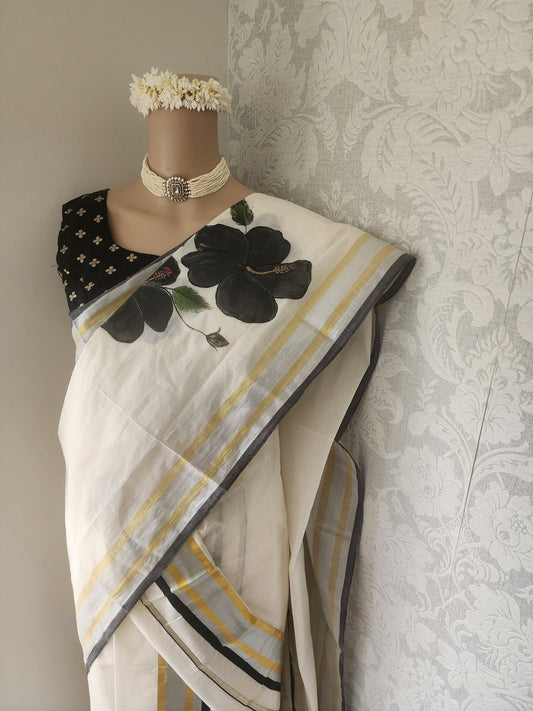 Handpainted Black Hibiscus