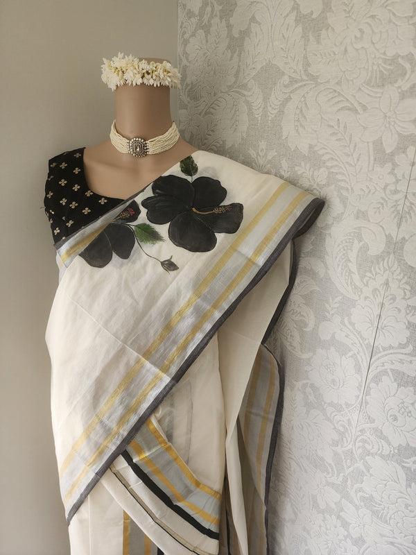 Handpainted Black Hibiscus