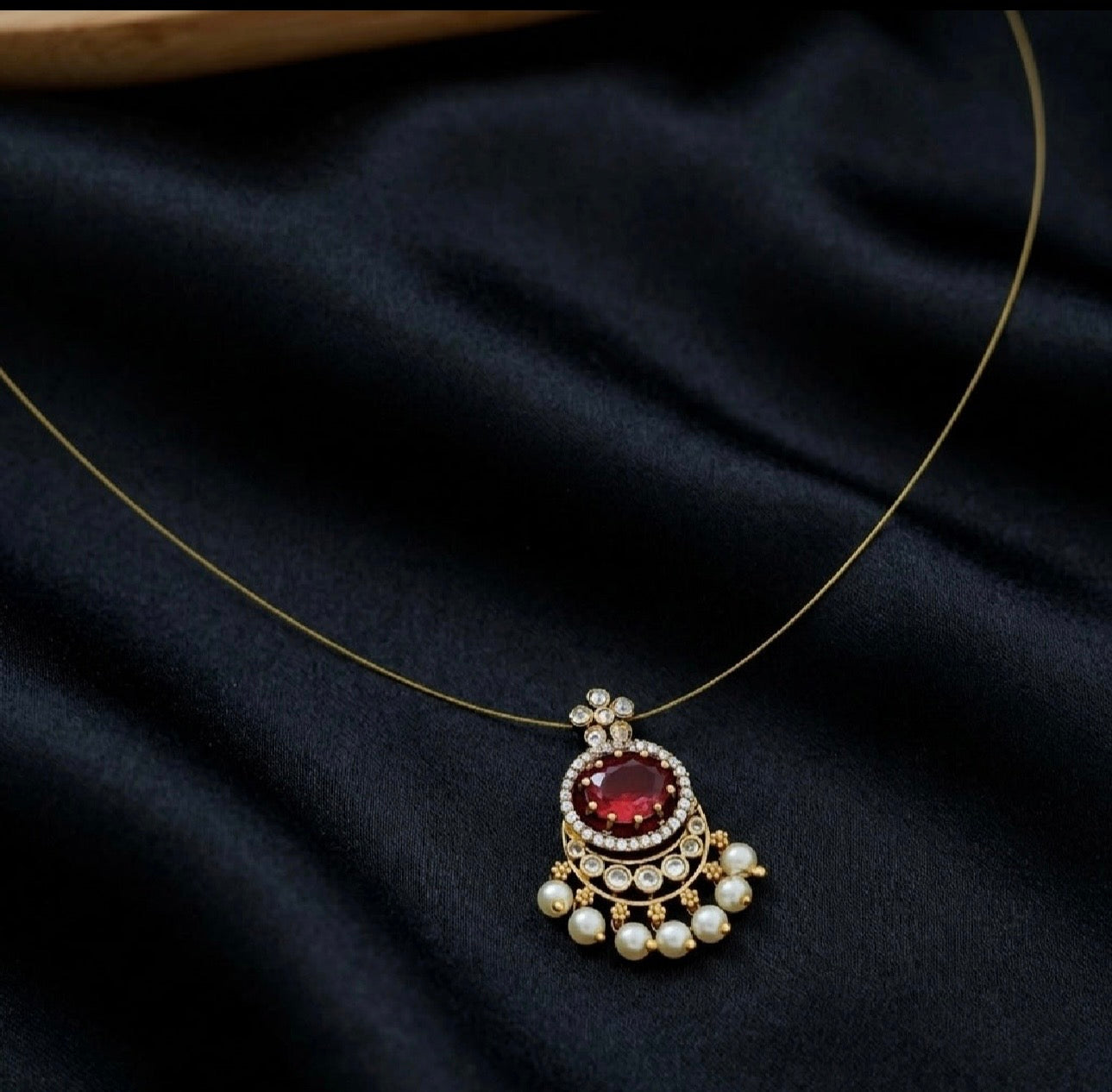 Kalyani AD Stone Invisible Neck Chain (Ruby)