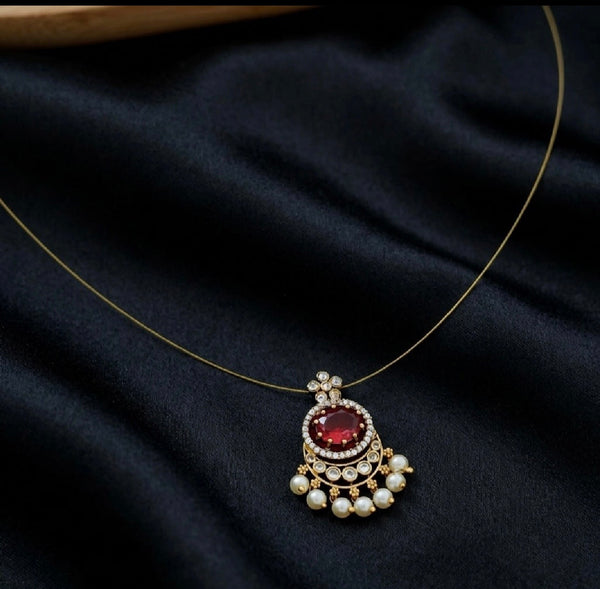 Kalyani AD Stone Invisible Neck Chain (Ruby)