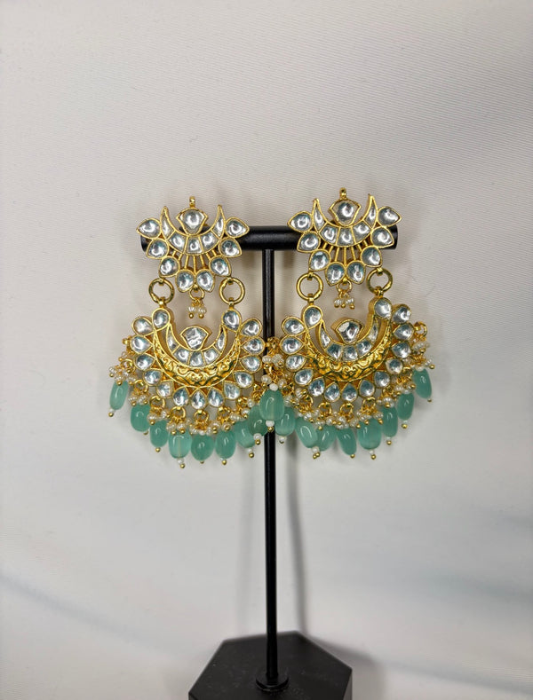 Aqua Polki Earrings