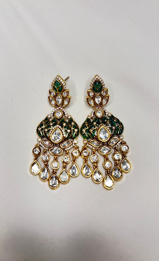 Emerald Green Kundan Earrings