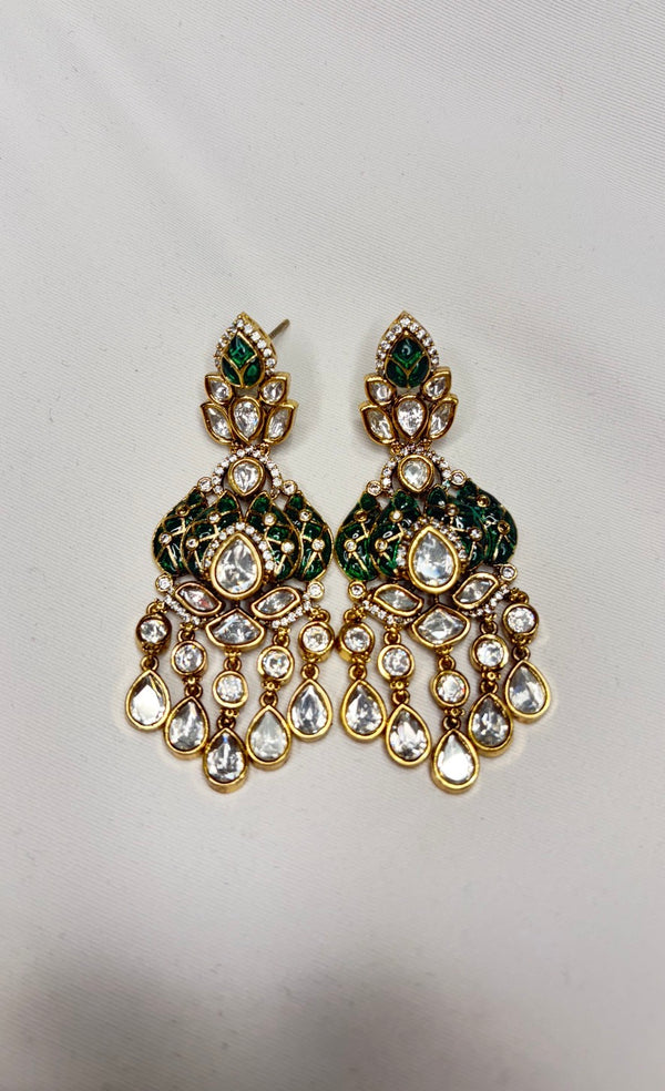 Emerald Green Kundan Earrings