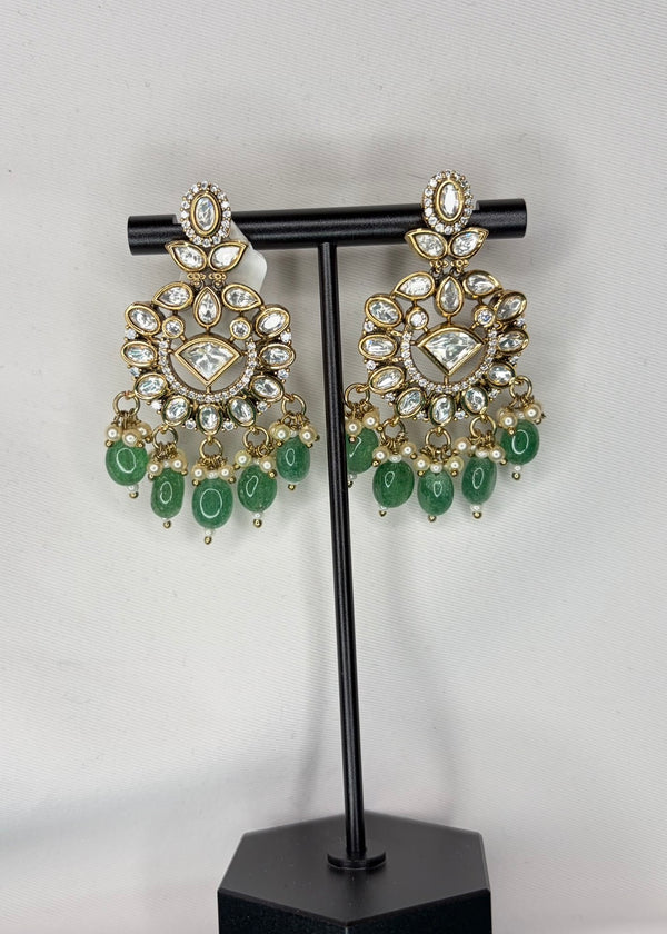 Green Kundan earrings