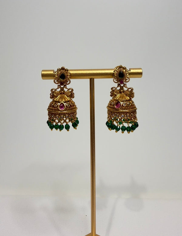 Gold and green Jhumka