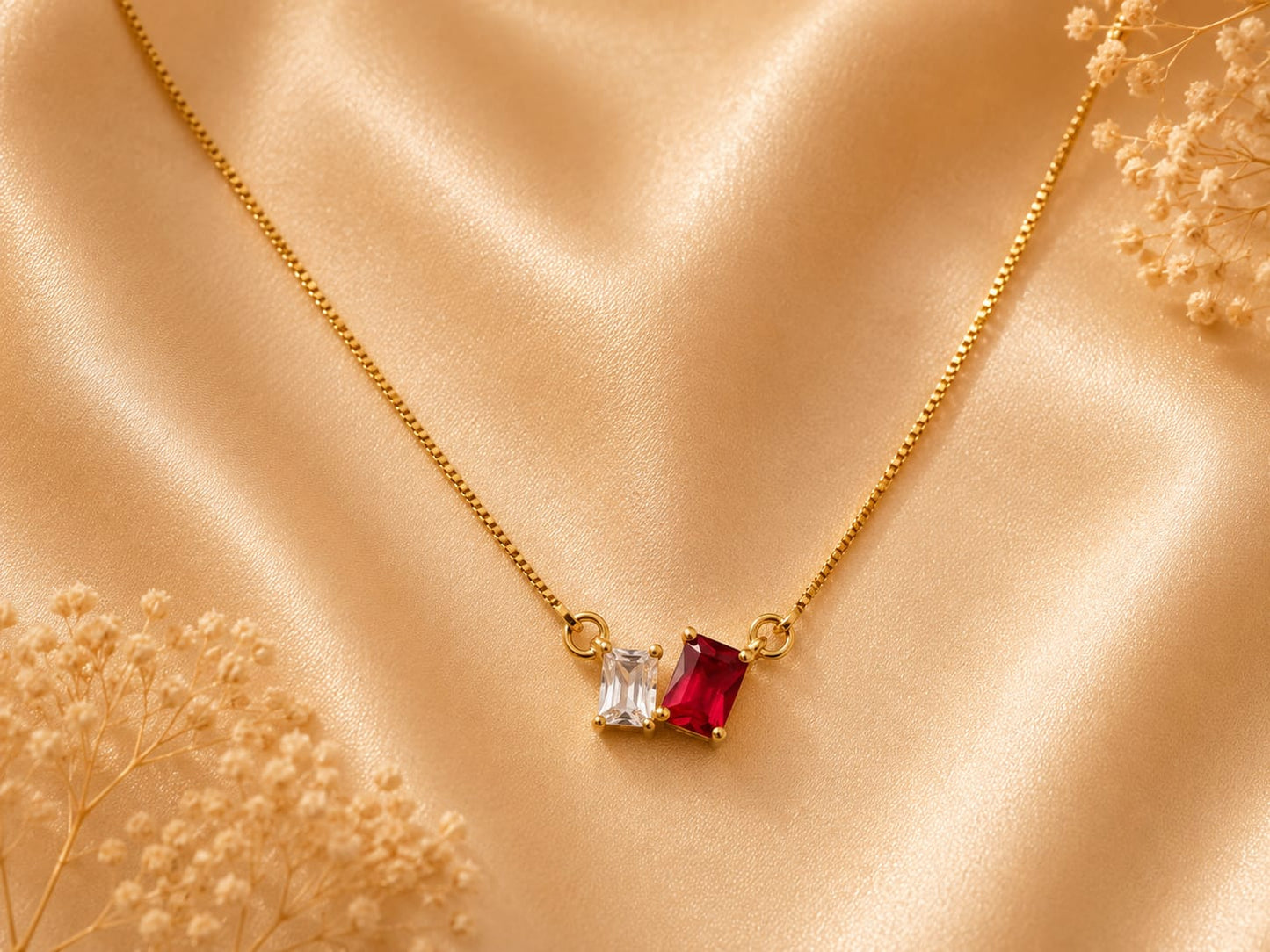 Twin Stone Pendant Necklace