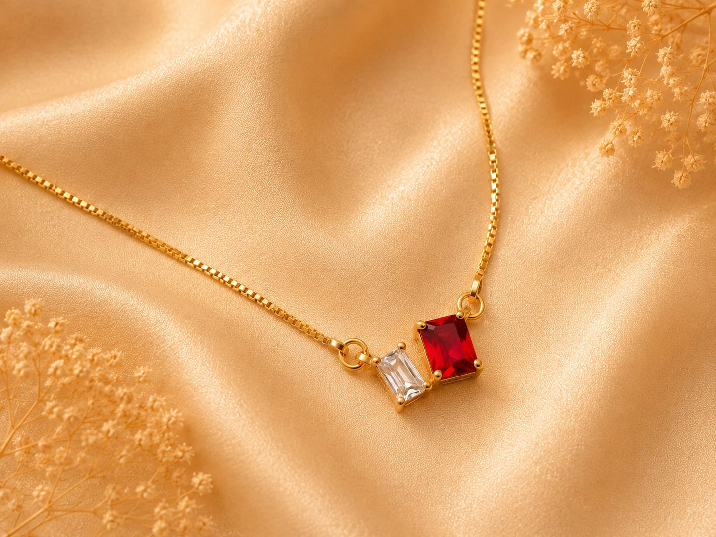 Twin Stone Pendant Necklace