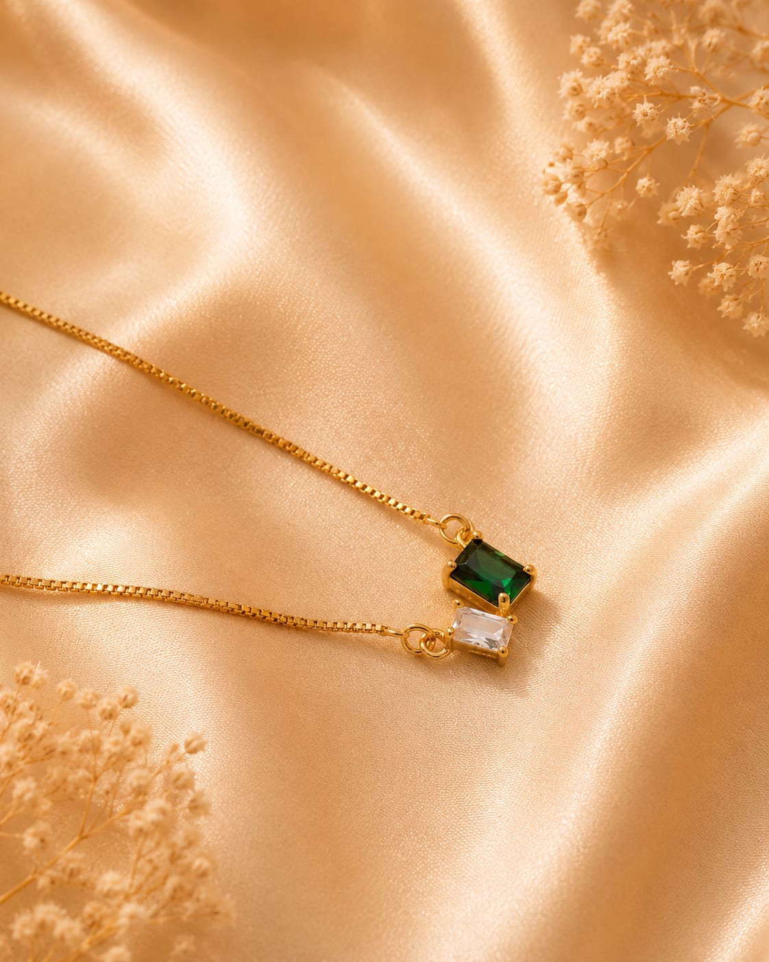 Twin Stone Pendant Necklace