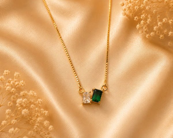 Twin Stone Pendant Necklace