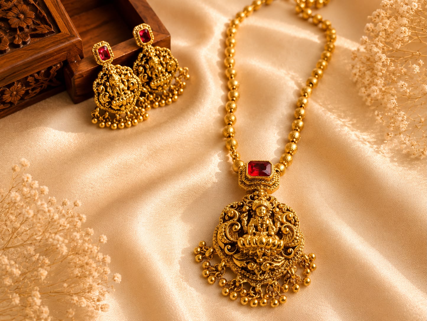 Lakshmi Haaram with red stone